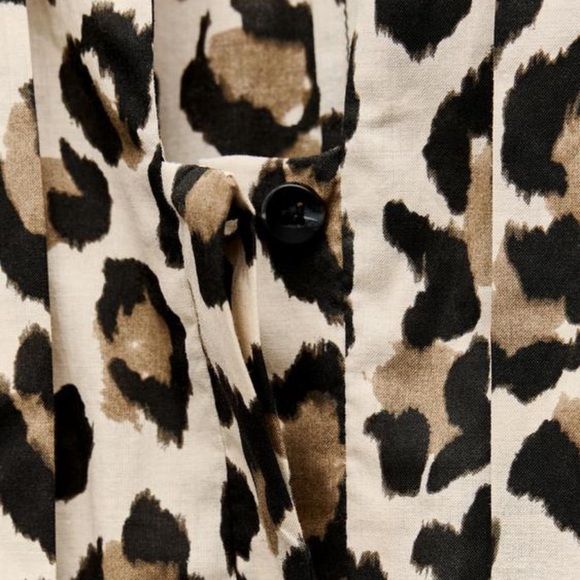 Zara ZW Collection Animal leopard Print Shirt Dress Sz-M - Picture 5 of 9